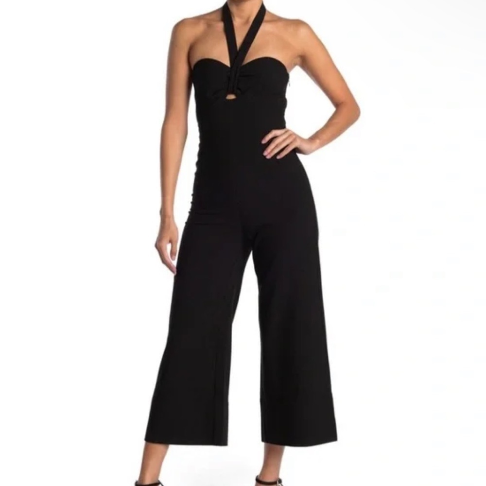 Nwt Likely Marina Halter Black Wide Leg Jumpsuit